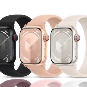 (3) Apple Watch Silicone Solo Loop Wristband Stretchy Sports Strap Soft - Small